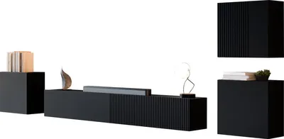 Produktbild von MIRJAN24 Wohnwand Capital IV, Große Anbauwand, Wohnzimmer-Set (Farbe: Schwarz)