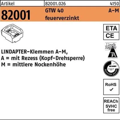 Produktbild von Klemmen R 82001 GTW 40 MM 10 / 5,0 feuerverzinkt