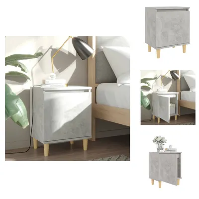 Produktbild von vidaXL Nachttisch mit Massivholz-Beinen Betongrau 40x30x50 cm - Nachttische