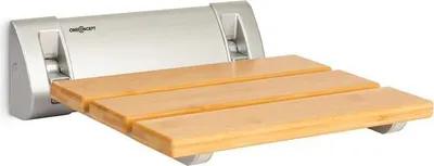 Produktbild von oneConcept Duschsitz Arielle, Klappsitz aus Bambus und Aluminiumlegierung, braun, 160 kg, Maße aufgeklappt: 32x10,5x32,5 cm (BxHxT), eingeklappt: 32x36x5 cm (BxHxT), inklusive Montagematerial, für ältere Menschen, Schwangere und Menschen mit Verletzungen, einfache Montage