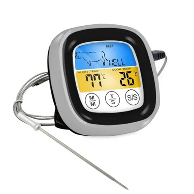 Produktbild von ANTCOOL BBQ Digitales Thermometer, Fleischthermometer, Grillthermometer, Grillthermometer mit 5 Kochstufen, LED-Touchscreen, Timer, Magnetständer