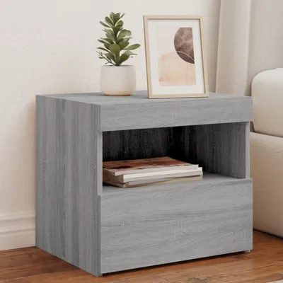 Produktbild von Nachttische mit LED-Leuchten 2 Stk. Grau Sonoma 50x40x45 cm 836774