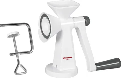 Produktbild von Westmark Mohnmühle/Getreidemühle mit Keramikmahlwerk und stufenlos verstellbarem Mahlgrad, Zur Tischmontage, Kunststoff/Keramik, Poppy, Weiß/Grau, 11832260
