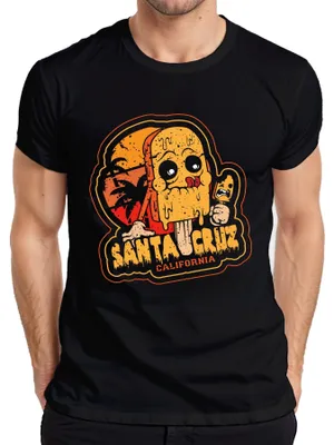 Produktbild von Santa Cruz California Skull Totenkopf Eis Popsicle Sommer Beach Herren T-Shirt, Schwarz, S