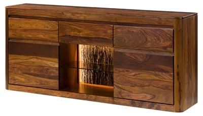 Produktbild von MASSIVMOEBEL24 Sideboard Sheesham 185x40x80 walnuss gewachst TORONTO LUX #202