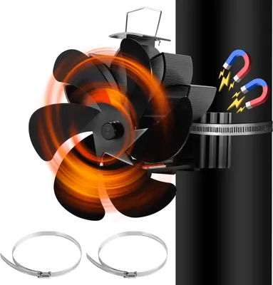 Immagine prodotto di TolleTour Ventilatore per stufa a 6 pale Ventilatore per stufa Ventilatore elettrico Ventilatore per stufa senza elettricità per stufe a legna Camino Stufe a basso rumore