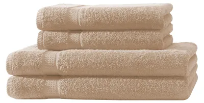 Produktbild von 4er Set Frottee 2x Handtücher 2x Duschtücher Elegance 100% Baumwolle 500 gsm 50x100 cm 70x140 cm beige