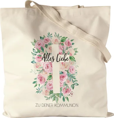 Produktbild von Alles Liebe zu deiner Kommunion Jutebeutel Kommuniongeschenk Mädchen Patenkind Kirche