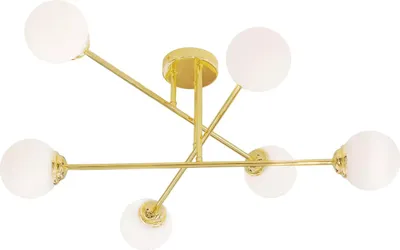 Obrázok produktu pre Stropné závesné svietidlo 6xE27 Luster GOLD PALLE Sklenené tienidlá