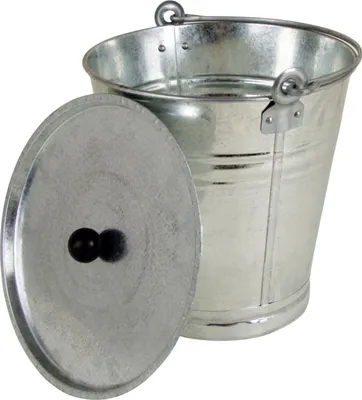 Produktbild von BURI Zinkeimer 12L mit Deckel Zink Eimer Blumenkübel Wassereimer Metalleimer - Blecheimer Blumenkübel Pflanzkübel verzinkt