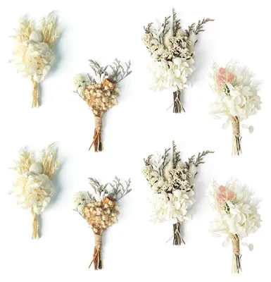 Mini-Trockenblumenstrauß 8er-Set, boho, 16-18 cm, natürliche echte Pflanzen