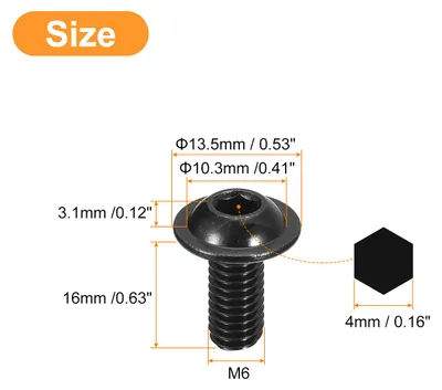 Produktbild von 100 Stš¹ck Linsenkopfschrauben Innensechskant M6x16mm Flanschkopf-Innensechskantschrauben 304 Edelstahl Flanschschrauben, Vollgewindeschrauben fš¹r M?belmontage (Schwarz)