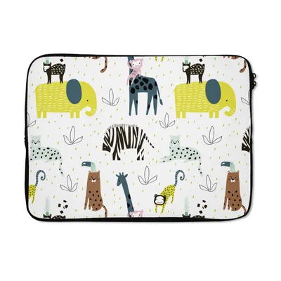 Produktbild von MuchoWow® Laptop Hülle 13 Zoll Tiere - Dschungel - Pastell - Kinder Laptoptasche - Laptophülle - Sleeve - Rundumschutz