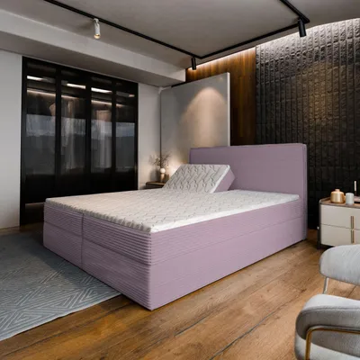 Produktbild von Masseno Boxspringbett ASTOR 160x200 cm Komplett-Set mit Bonell Matratze und Topper, Polsterbett mit Bettkästen -Rosa, LINCOLN 61