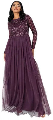 Produktbild von Maya Deluxe Damenkleid für Hochzeitsgäste, große Größen, auffälliges Design, hoher Bund, mit Pailletten