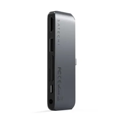 Image de Satechi USB-C Mobile Pro Hub – Hub mobile 6-en-1 avec USB-C PD et HDMI 4K – Version améliorée pour les derniers modèles d'iPad – Câble d'extension inclus pour une connexion sécurisée