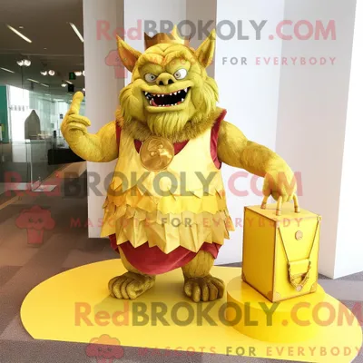 Produktbild von Maskottchencharakter REDBROKOLY eines Goldogers mit Rock und Handtaschen