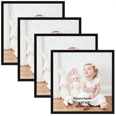 Fotolijst-Set 4er: 30x30 & 20x20 cm, schwarz, mit Passepartout
