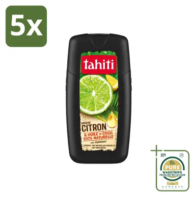 Immagine prodotto di 5 flaconi di gel doccia Tahiti, profumato al limone e all'olio di cocco, idratante, 250 ml, confezione risparmio (5 pezzi)