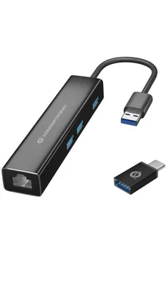 Produktbild von Conceptronic DONN07BA - Hub - 3 x SuperSpeed USB 3.0 + 1 x 10/100/1000