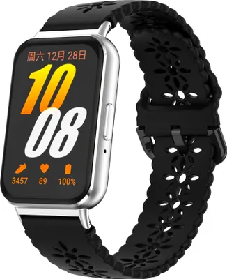 Produktbild von Strap-it Silikonarmband mit Aussparungsmuster - passend für das Samsung Galaxy Fit 3 (schwarz)