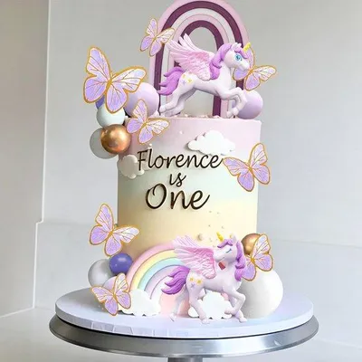 Productafbeelding van Eenhoorn taartdecoratie regenboog meisjes taartdecoraties gebakdecoraties