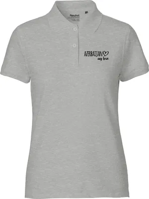 Produktbild von Huuraa Damen Polo Shirt Azerbaijan my love S Sport Grey Bio Baumwolle Fairtrade Poloshirt Geschenkidee