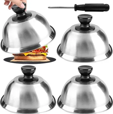 Immagine prodotto di Copri hamburger - 4 pezzi - acciaio inossidabile - hamburger - bistecca alla griglia - cheeseburger
