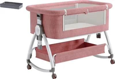 Obrázok produktu pre Detská postieľka, výškovo nastaviteľná, moskytiéra, detská postieľka PINK
