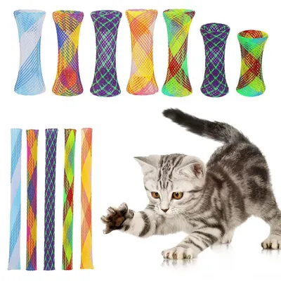 Produktbild von Katzenspielzeug Federröhren 20 Stück Interaktiv Bunt PET 1,3 x 13,5 cm