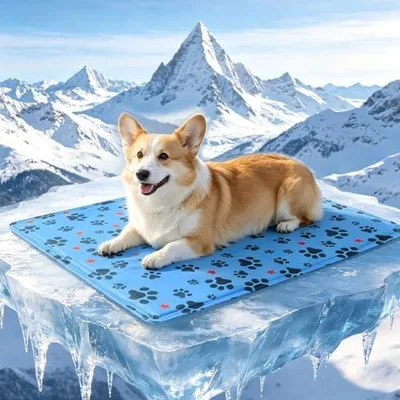 Produktbild von Kühlmatte Hund 60 x 50 cm, Kühlmatte für Hunde & Katzen Faltbare, Kühldecke für Haustiere Leicht Reinigen,Selbstkühlende Hundematte, Dog Cooling Mat für Zuhause Unterwegs Oder im Auto-Blau