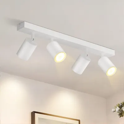 Image de ZMH Plafonnier LED Blanc Spots de plafond : GU10 Spots de plafond 4 flammes orientables 330° Spots de plafond Moderne Lampe de couloir Sans ampoules