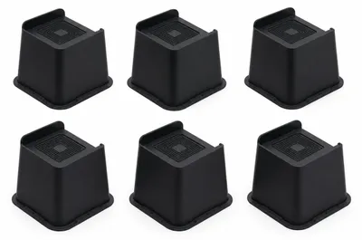 Imagen del producto de JustValue Elevadores de muebles en L - 6 unidades - 10,2 cm - Negro