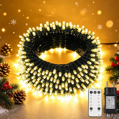 Productafbeelding van Lichtsnoer voor buiten, 30 m, 200 leds, kerstverlichting, binnen, met afstandsbediening, timer, stroom, dimbaar, 8 modi, IP65-waterdicht, voor tuin, b