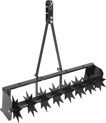 Obrázek produktu pro Vertikutátor/provzdušňovač trávníku – ruční vertikutátor – 8 hrotů, provzdušňování půdy, lepší odvodnění, péče o trávník – černý