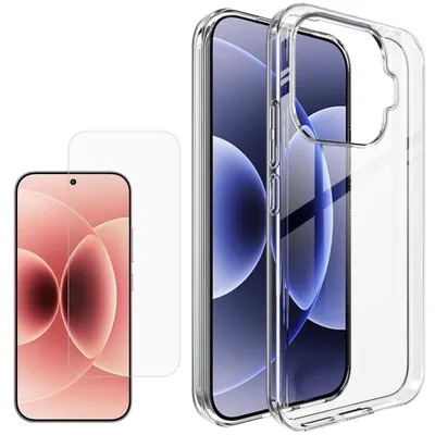 Obrázok produktu pre Puzdro na mobil + ochranné sklo 9H pre Xiaomi 17T, TPU, tenké, sada 2 v 1, priehľadné