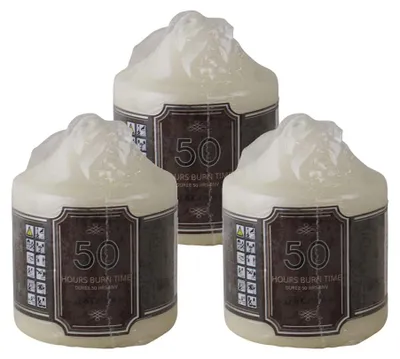 Kirchenpfeiler-Kerzen, weiß, 3er-Pack, 8 cm, 50 h Brenndauer