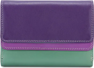 Produktbild von Leder Geldbörse 13x10x3 cm mit Druckknöpfen, Reißverschlussfach und Stift