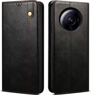 Produktbild von Xiaomi 12S Ultra Hülle, Leder Flip Brieftasche Schutzhülle mit Standfunktion für Xiaomi 12S Ultra Schwarz