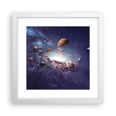 Produktbild von Gerahmtes Poster - Weißer Rahmen - Kosmos Planeten die Sterne - 30x30 cm - Wand Bild - Wanddeko - Wandbilder - Kunstposter - Wandposter - Bilderrahmen - Bilder - Kunstdruck - P2WAC30x30-4851