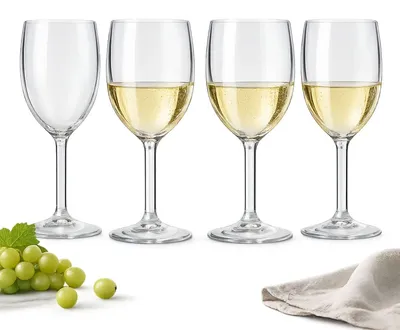Produktbild von alpina Kunststoff Weingläser Set 4 Stück - Weinglas 250 ml - Transparent mit Stiel - Wiederverwendbare Kunststoffgläser - Ca. Ø7 x 18,8 cm