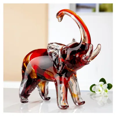 Produktbild von GlasArt Skulptur Elefant in Amber, Rot und Klar, mundgeblasen