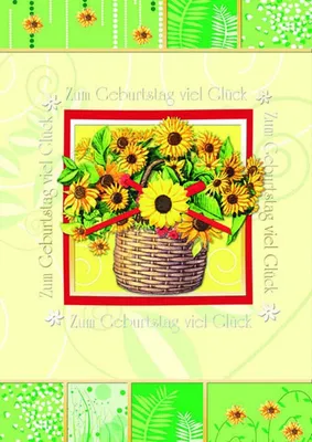 Produktbild von Zum Geburtstag - Glückwunschkarte im DIN A4-Format 20,5 x 29,5 cm mit Briefumschlag - Sonnenblumen - "Zum Geburtstag viel Glück