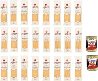 Produktbild von 24x La Molisana Linguine N.6 Pasta Lenta Lavorazione Teigwaren aus Hartweizengrieß Bronze-Zeichnung 500g + 2x Italian Gourmet Polpa