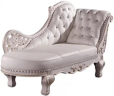 Produktbild von Casa Padrino Barock Chaiselongue Antik Weiß / Echt Leder Chaise Lonque