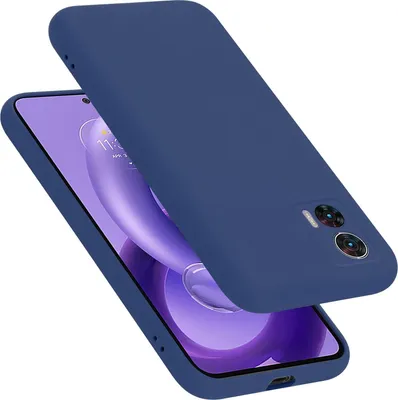 A blue phone case is shown on top of a smartphone.
