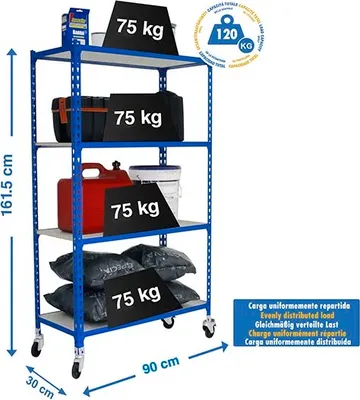 Immagine prodotto di MADERCLICK MOBILE 4/300 1500 BLU/MADEIRA metallico prateleira