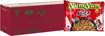 Produktbild von Yum Yum Duck Instant Noodles – 10 x 60 g | Thailändische Enten-Nudelsuppe | Würzig & aromatisch | Halal | Schnell zubereitet+Heartforcards Versandschu