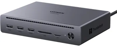Obrázek produktu pro Ugreen Revodok Maxidok, Thunderbolt 5, DisplayPort, RJ-45, Thunderbolt 5, USB 3.2 Gen 2 (3.1 Gen 2) Type-A, MicroSD (TransFlash), SD, 120000 Mbit/s, Šedá, Hliník