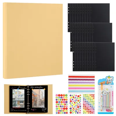 A5 Ringbuch-Fotoalbum, DIY Scrapbook, 30 schwarze Seiten, 15x20 cm